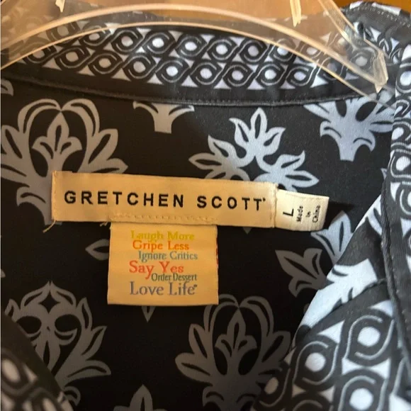 Gretchen Scott Designs Twist & Shout navy & blue printed knee length dress - Picture 2 of 6